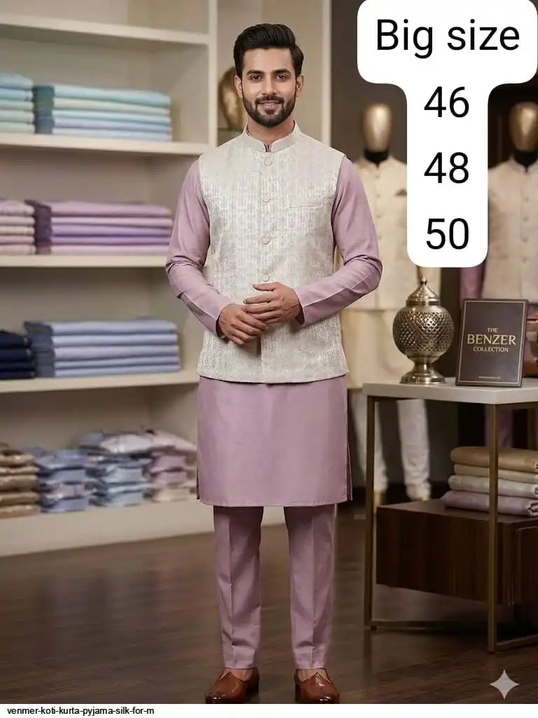 VENMER KOTI KURTA PYJAMA SILK FOR M C