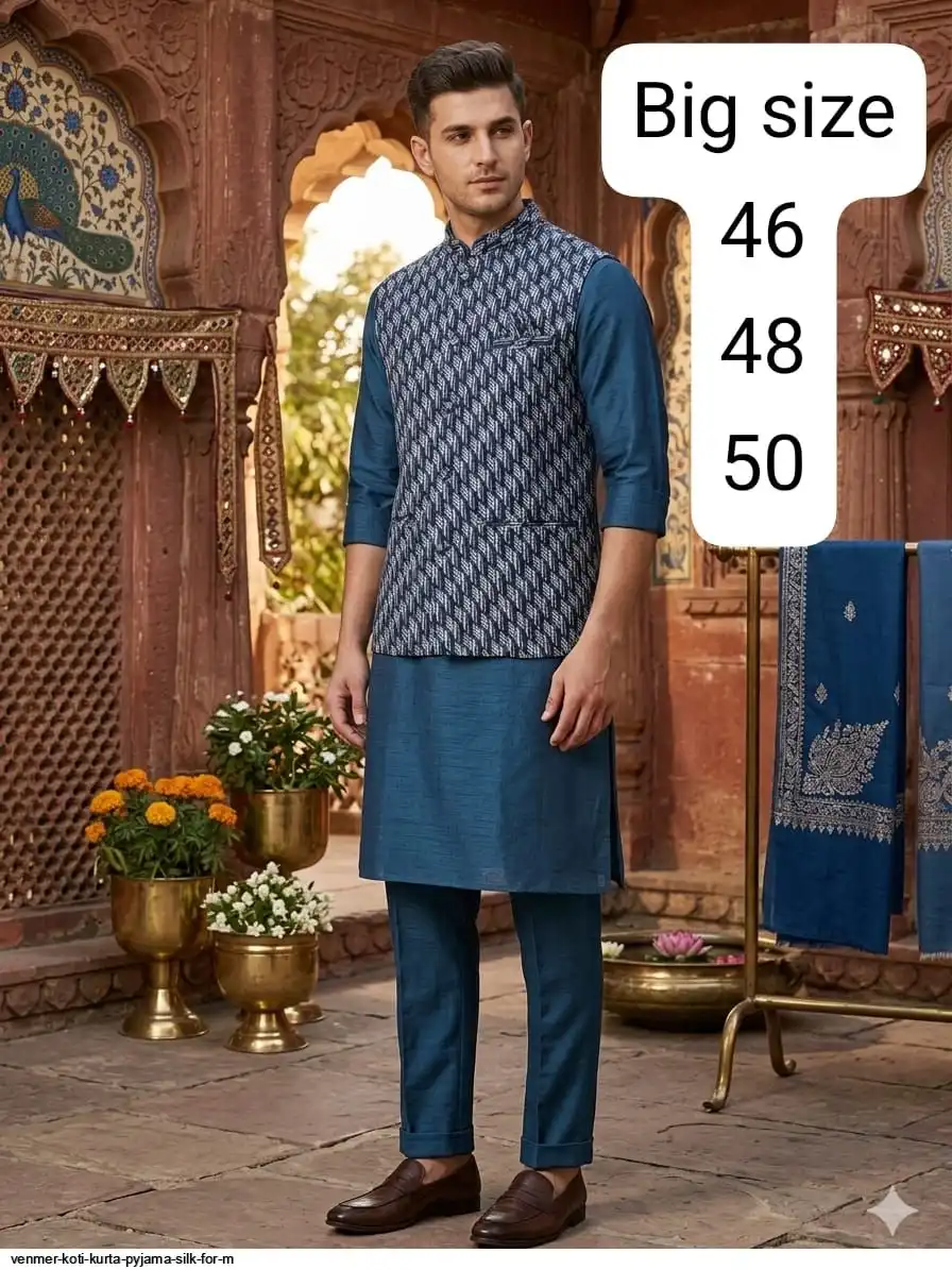VENMER KOTI KURTA PYJAMA SILK FOR M E