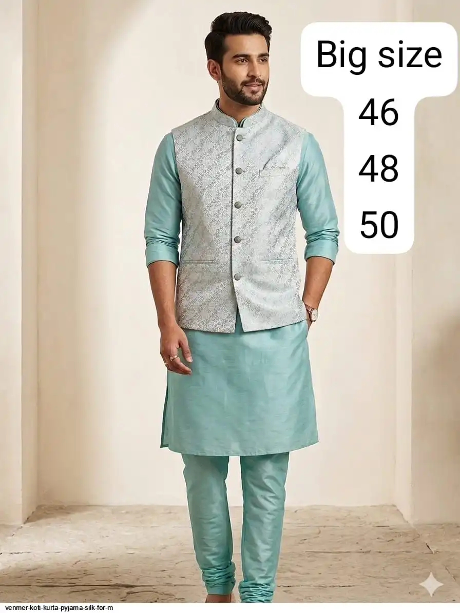 VENMER KOTI KURTA PYJAMA SILK FOR M D