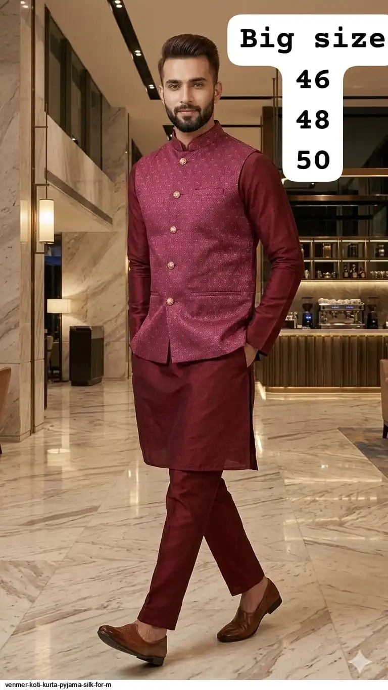 VENMER KOTI KURTA PYJAMA SILK FOR M G