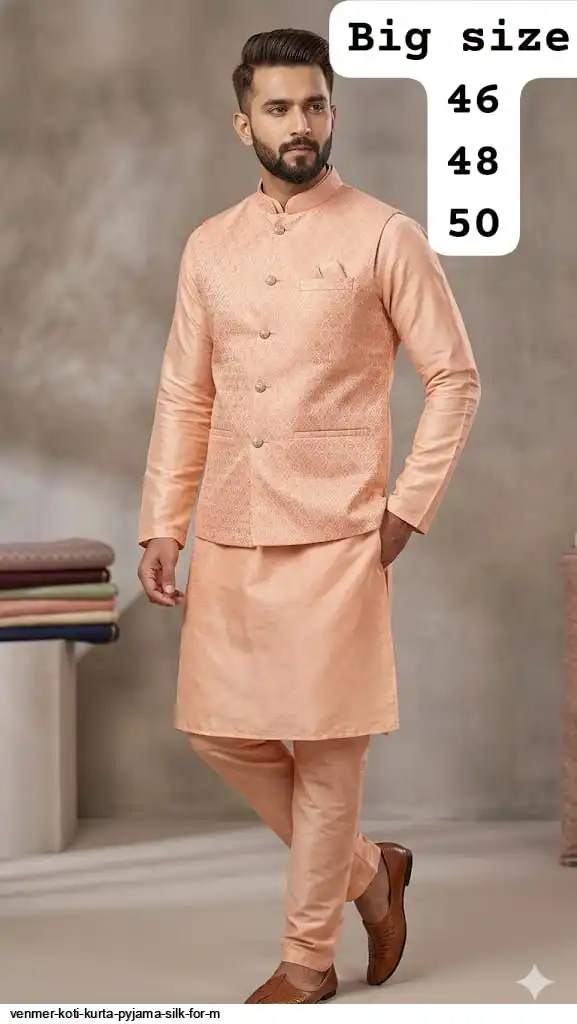 VENMER KOTI KURTA PYJAMA SILK FOR M F