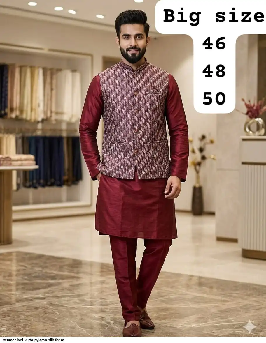 VENMER KOTI KURTA PYJAMA SILK FOR M H