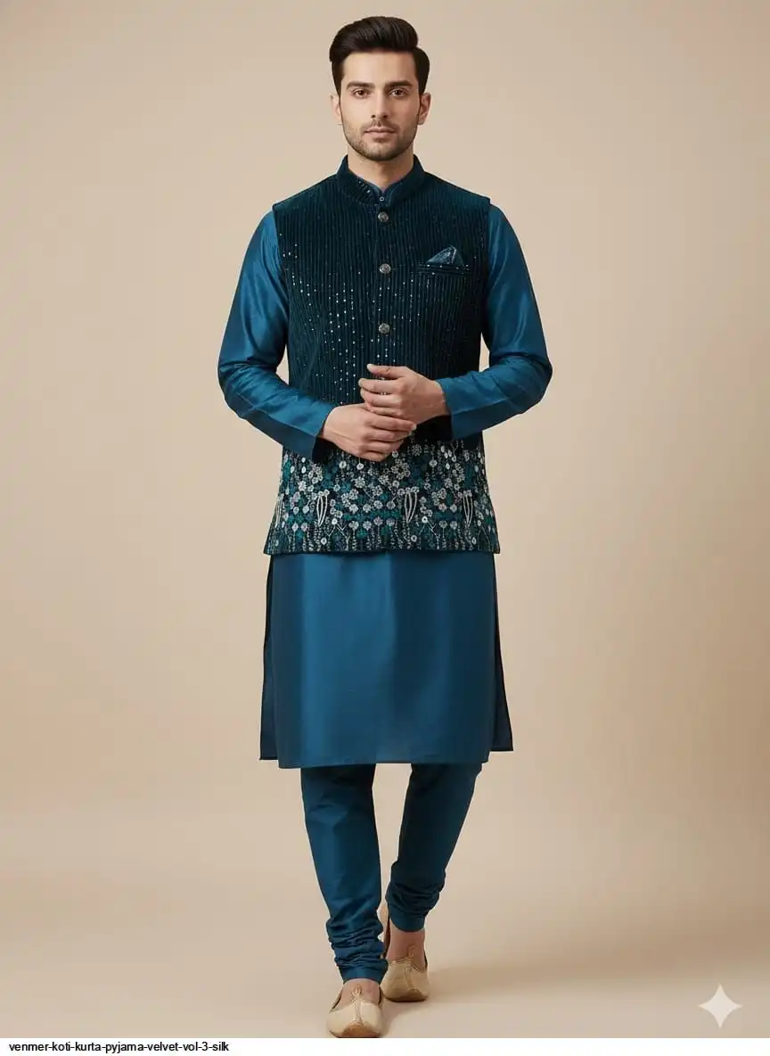 VENMER KOTI KURTA PYJAMA VELVET VOL 3 SILK A