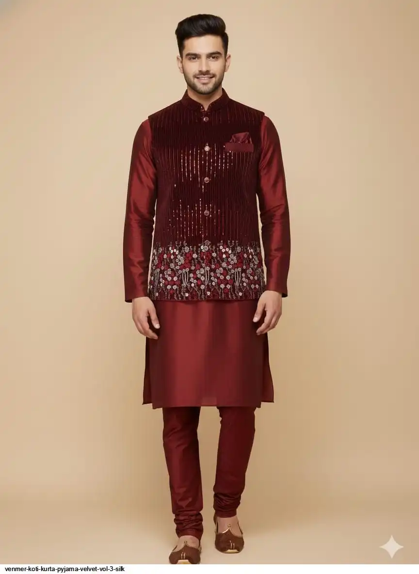 VENMER KOTI KURTA PYJAMA VELVET VOL 3 SILK C