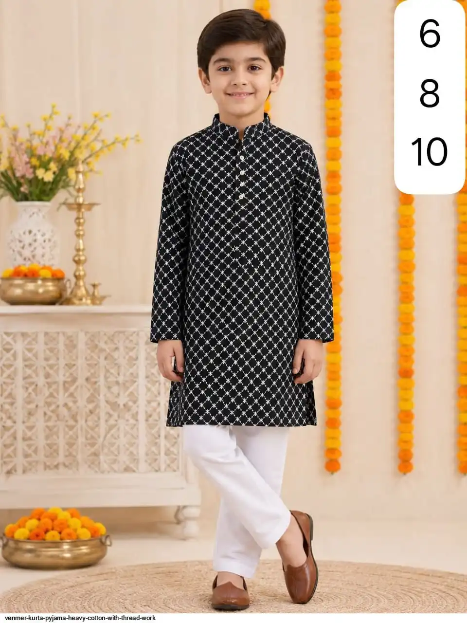 VENMER KURTA PYJAMA HEAVY COTTON WITH THREAD WORK 1