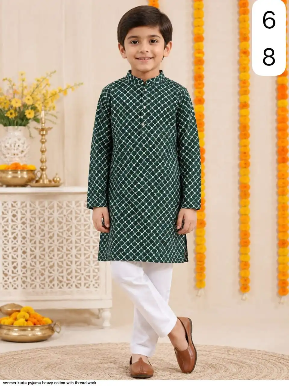 VENMER KURTA PYJAMA HEAVY COTTON WITH THREAD WORK 4