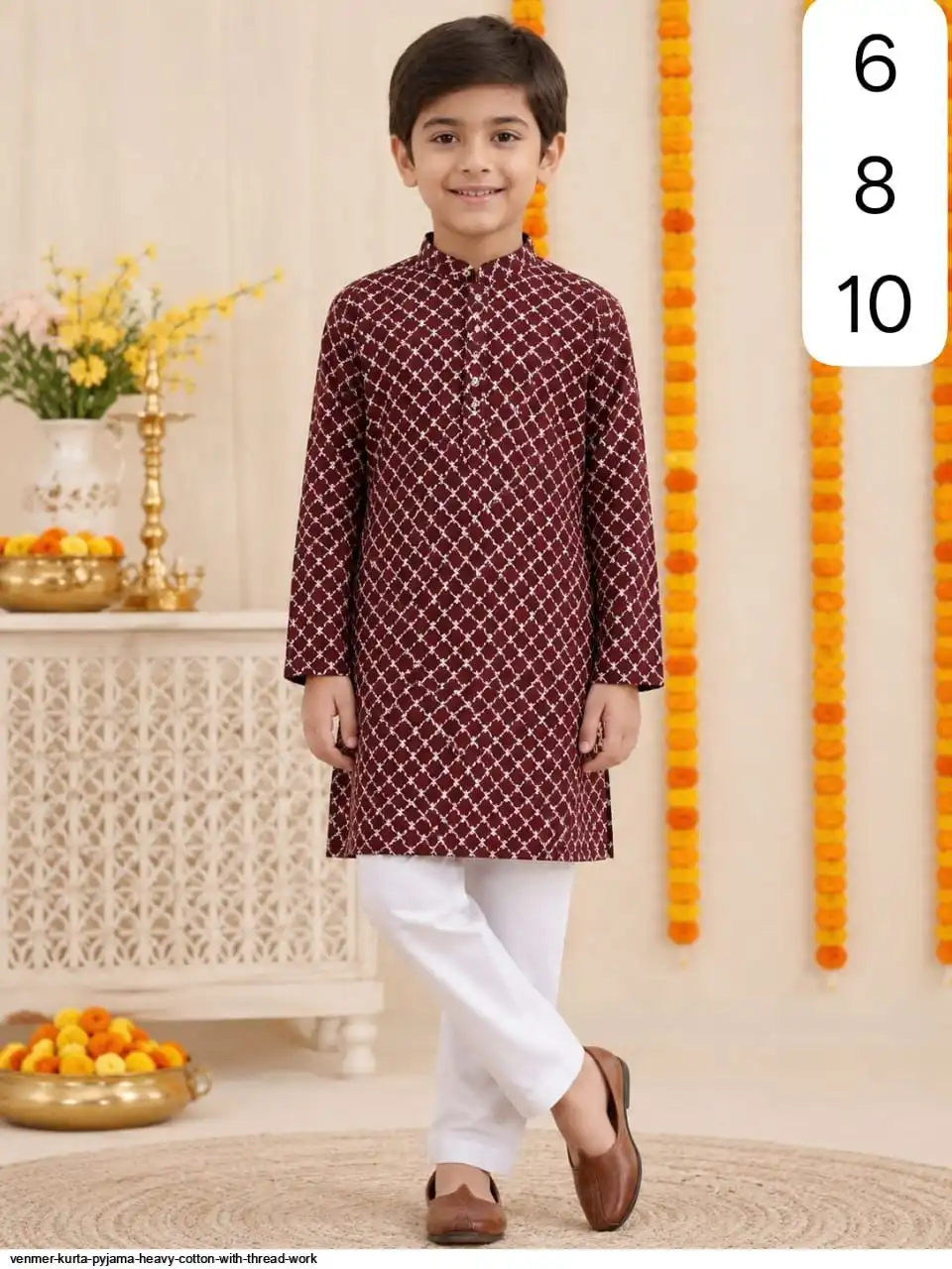 VENMER KURTA PYJAMA HEAVY COTTON WITH THREAD WORK 2