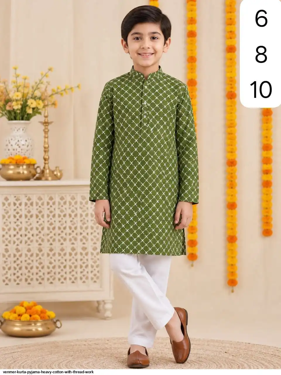 VENMER KURTA PYJAMA HEAVY COTTON WITH THREAD WORK 3