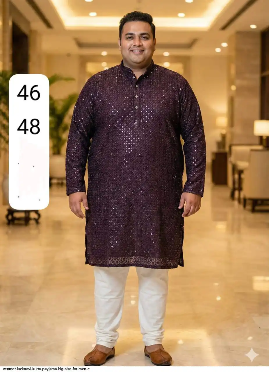 VENMER LUCKNAVI KURTA PAYJAMA BIG SIZE FOR MEN C