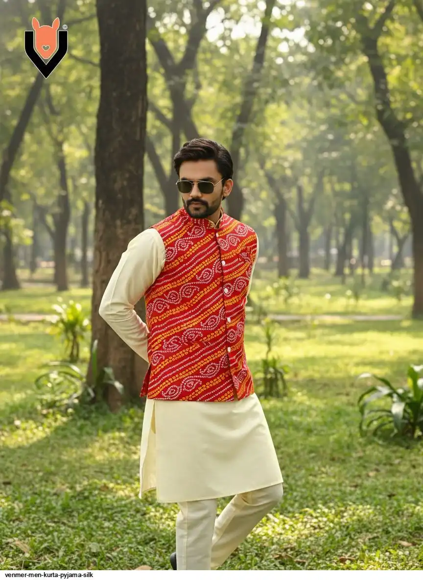 VENMER MEN KURTA PYJAMA SILK B