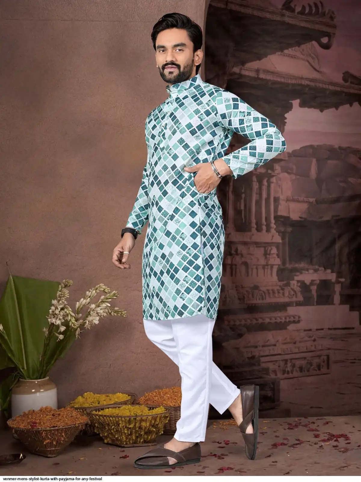 VENMER MENS STYLIST KURTA WITH PAYJAMA FOR ANY FESTIVAL D