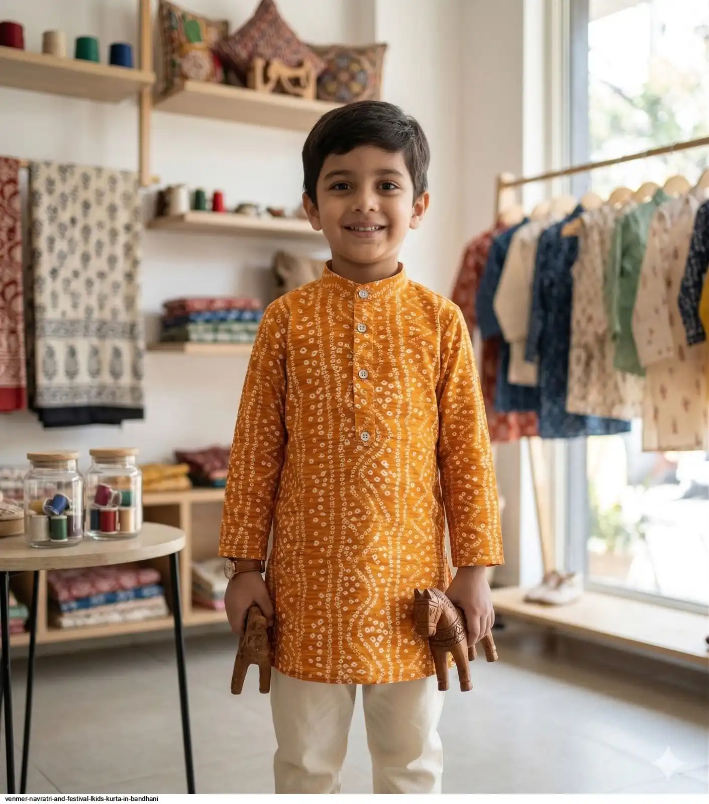 VENMER NAVRATRI AND FESTIVAL LKIDS KURTA IN BANDHANI C