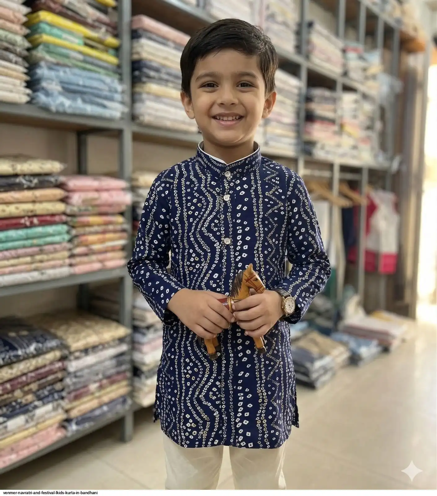 VENMER NAVRATRI AND FESTIVAL LKIDS KURTA IN BANDHANI E