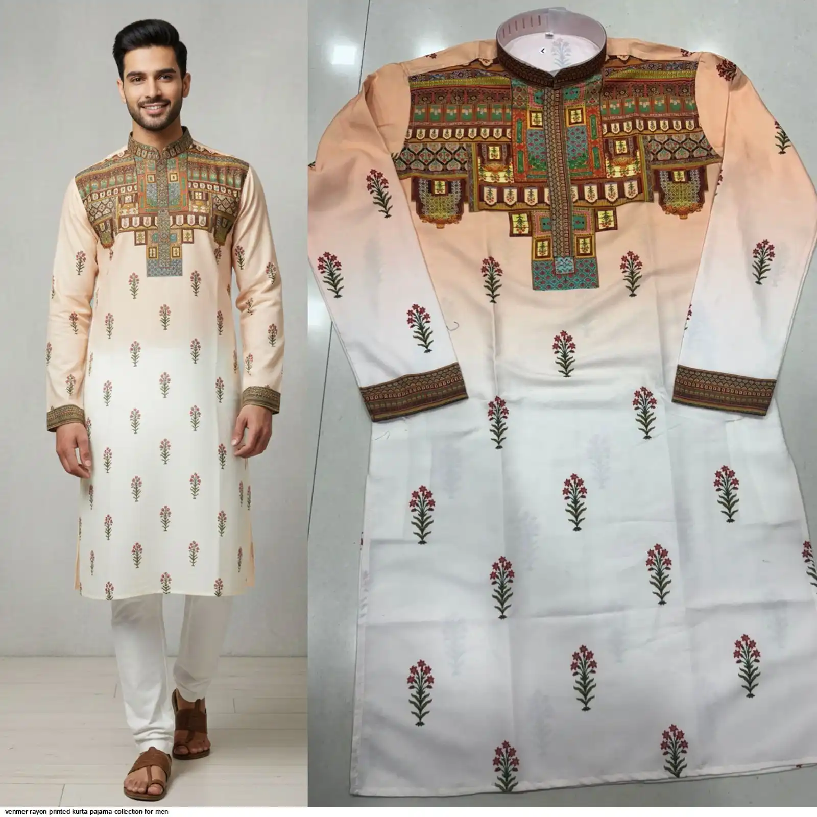 VENMER RAYON PRINTED KURTA PAJAMA COLLECTION FOR MEN C