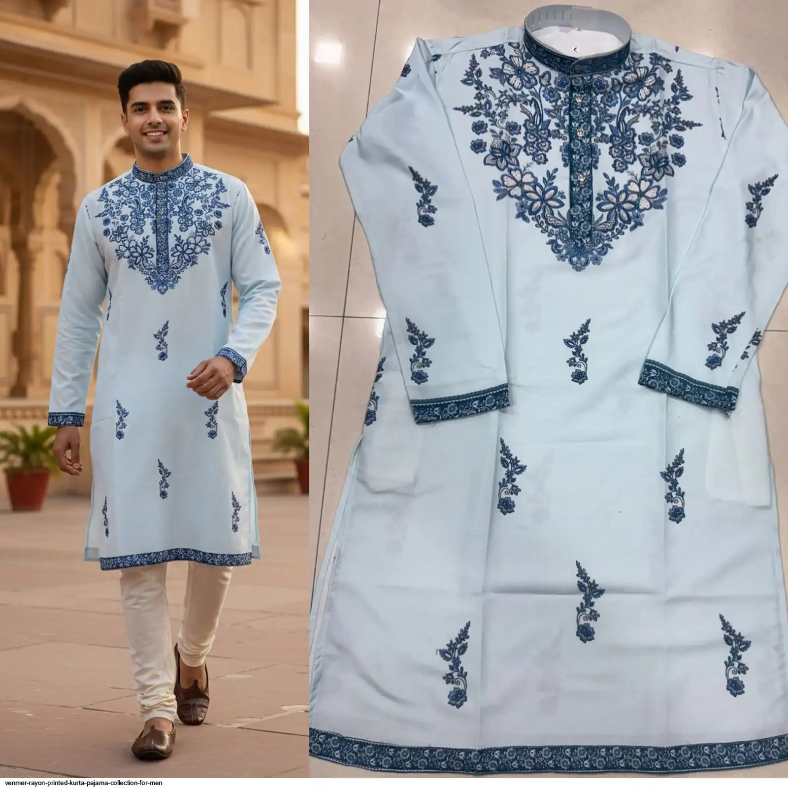 VENMER RAYON PRINTED KURTA PAJAMA COLLECTION FOR MEN B