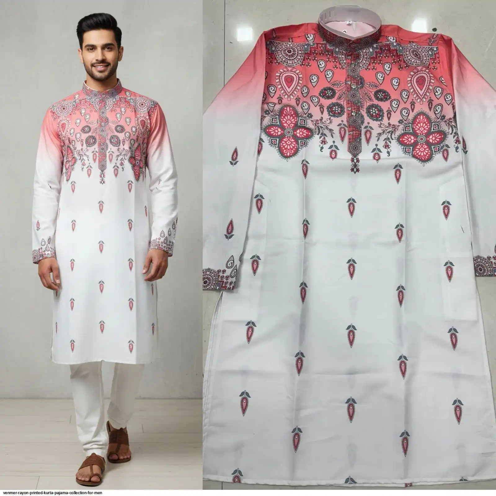 VENMER RAYON PRINTED KURTA PAJAMA COLLECTION FOR MEN D