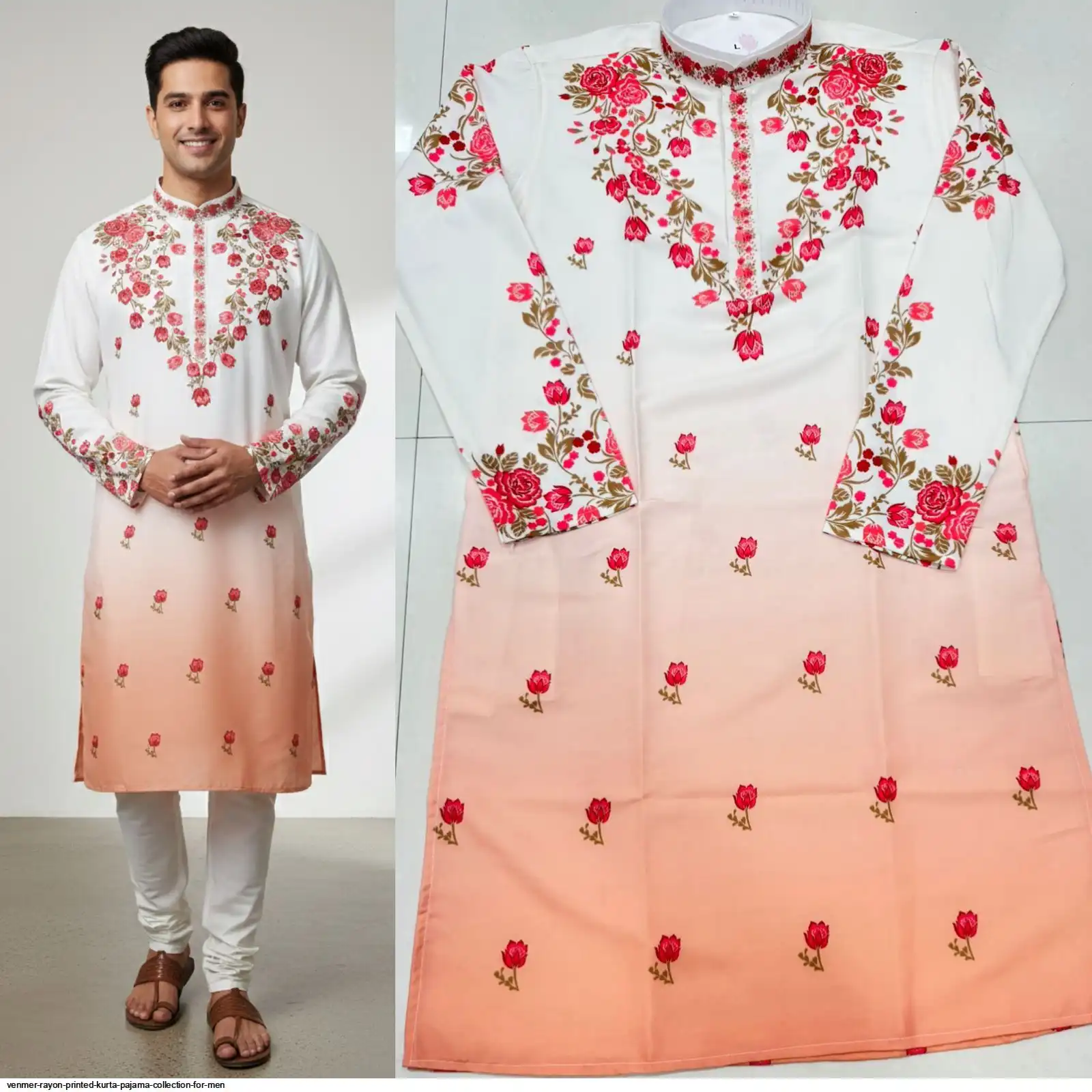 VENMER RAYON PRINTED KURTA PAJAMA COLLECTION FOR MEN H