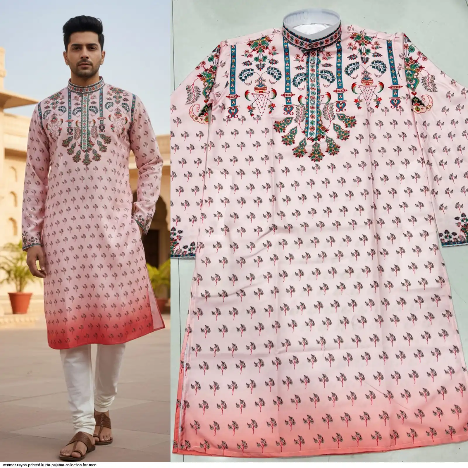 VENMER RAYON PRINTED KURTA PAJAMA COLLECTION FOR MEN A