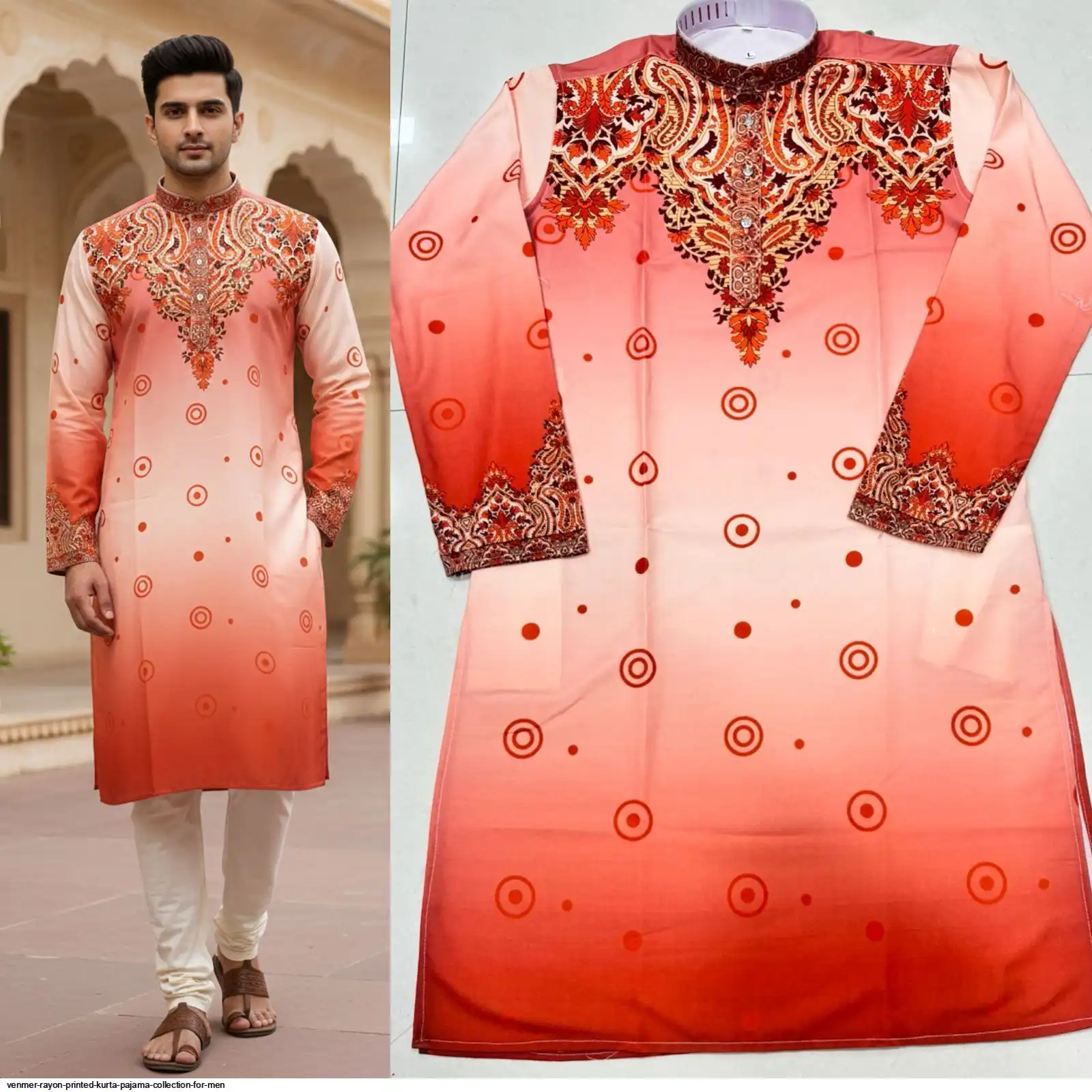 VENMER RAYON PRINTED KURTA PAJAMA COLLECTION FOR MEN G