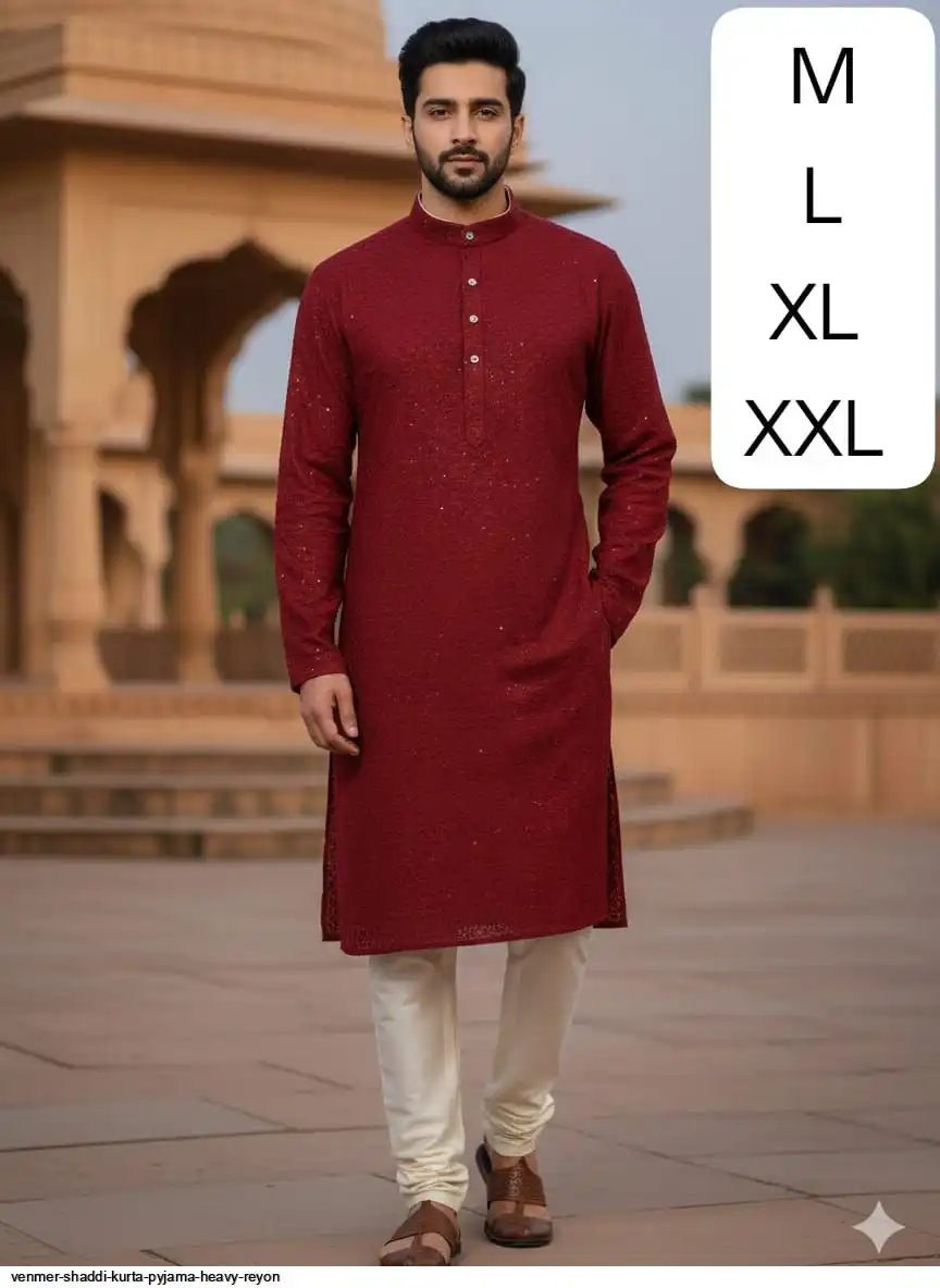 VENMER SHADDI KURTA PYJAMA HEAVY REYON 21