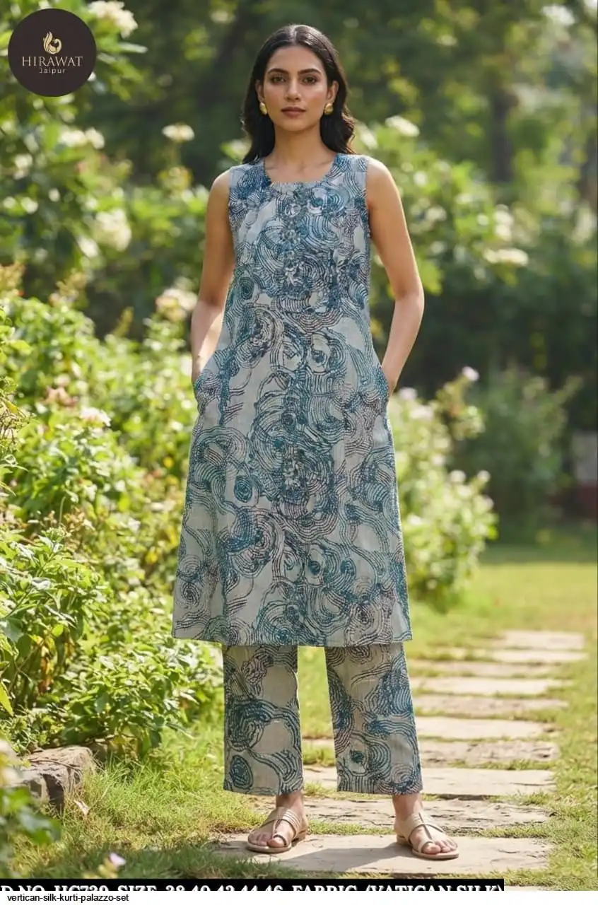 VERTICAN SILK KURTI PALAZZO SET G
