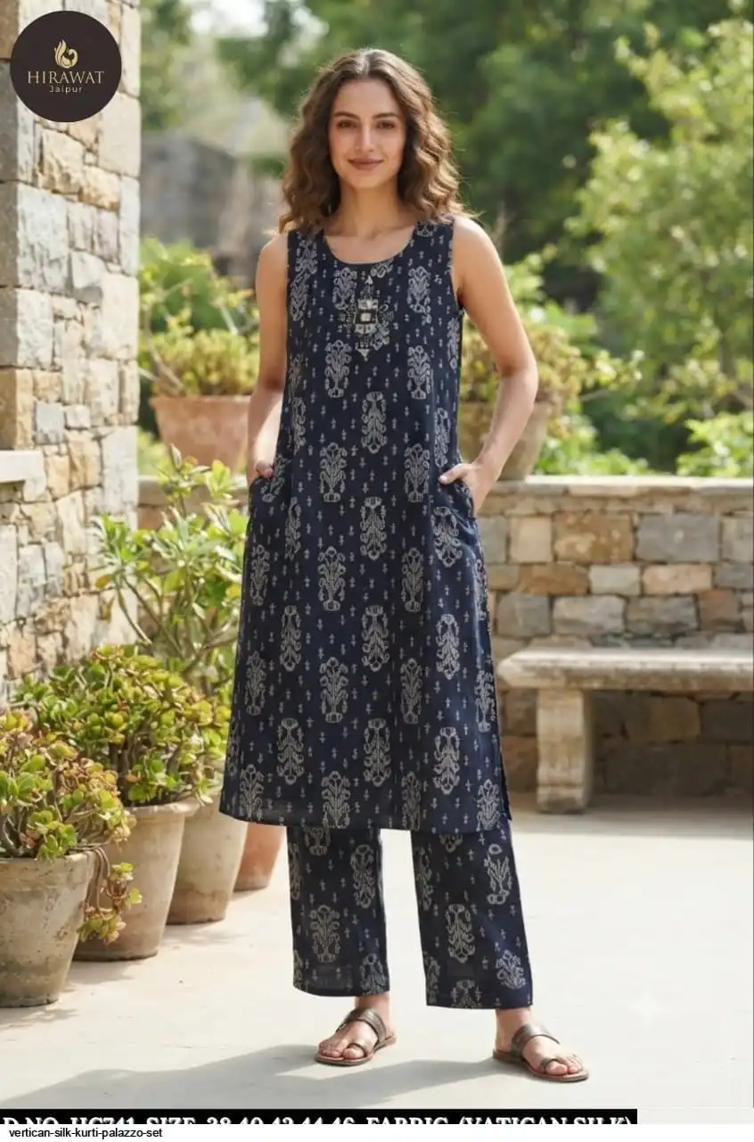 VERTICAN SILK KURTI PALAZZO SET C