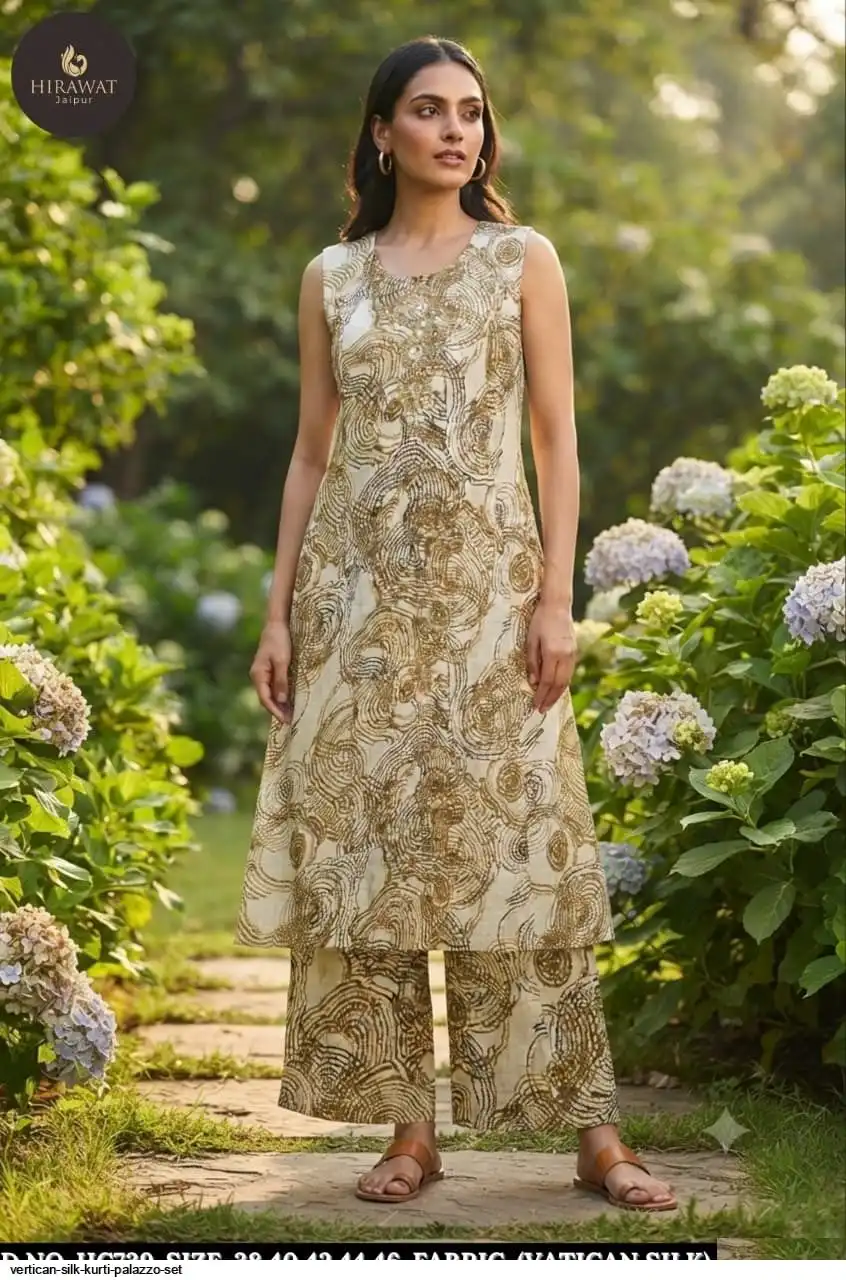VERTICAN SILK KURTI PALAZZO SET E