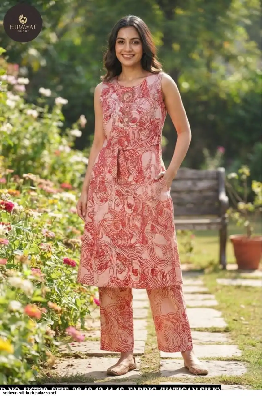 VERTICAN SILK KURTI PALAZZO SET B