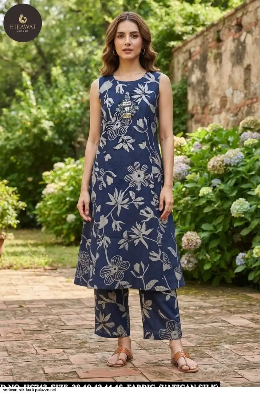 VERTICAN SILK KURTI PALAZZO SET D
