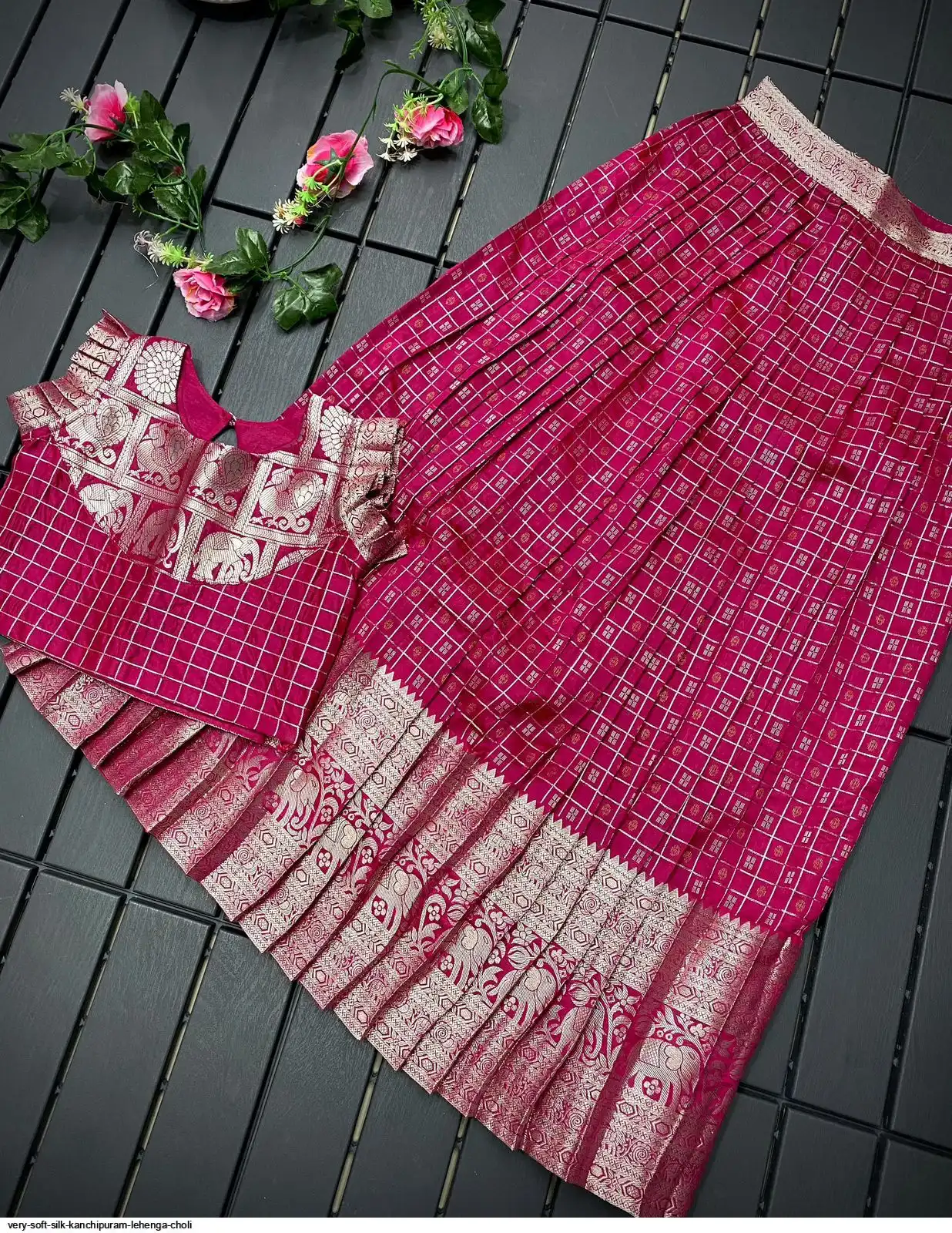 VERY SOFT SILK KANCHIPURAM LEHENGA CHOLI D
