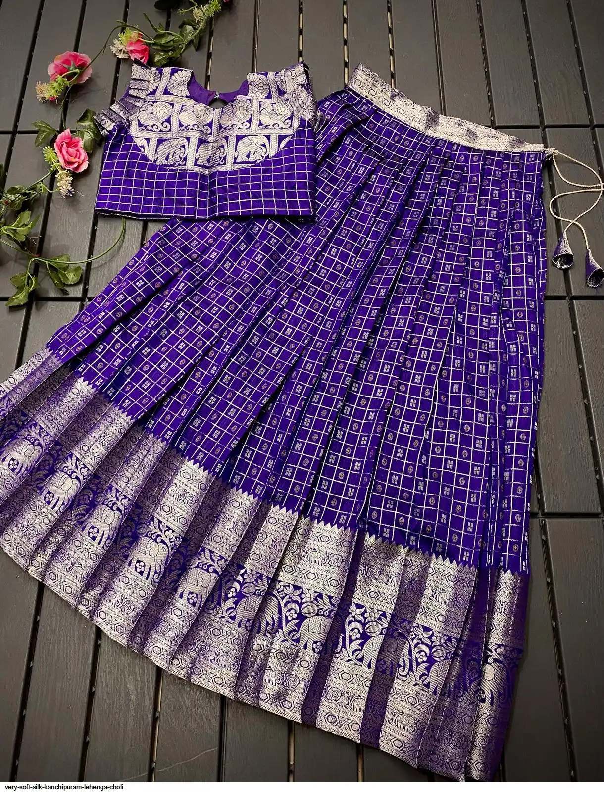 VERY SOFT SILK KANCHIPURAM LEHENGA CHOLI A