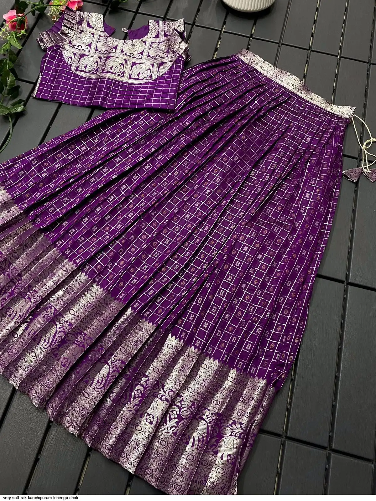 VERY SOFT SILK KANCHIPURAM LEHENGA CHOLI E