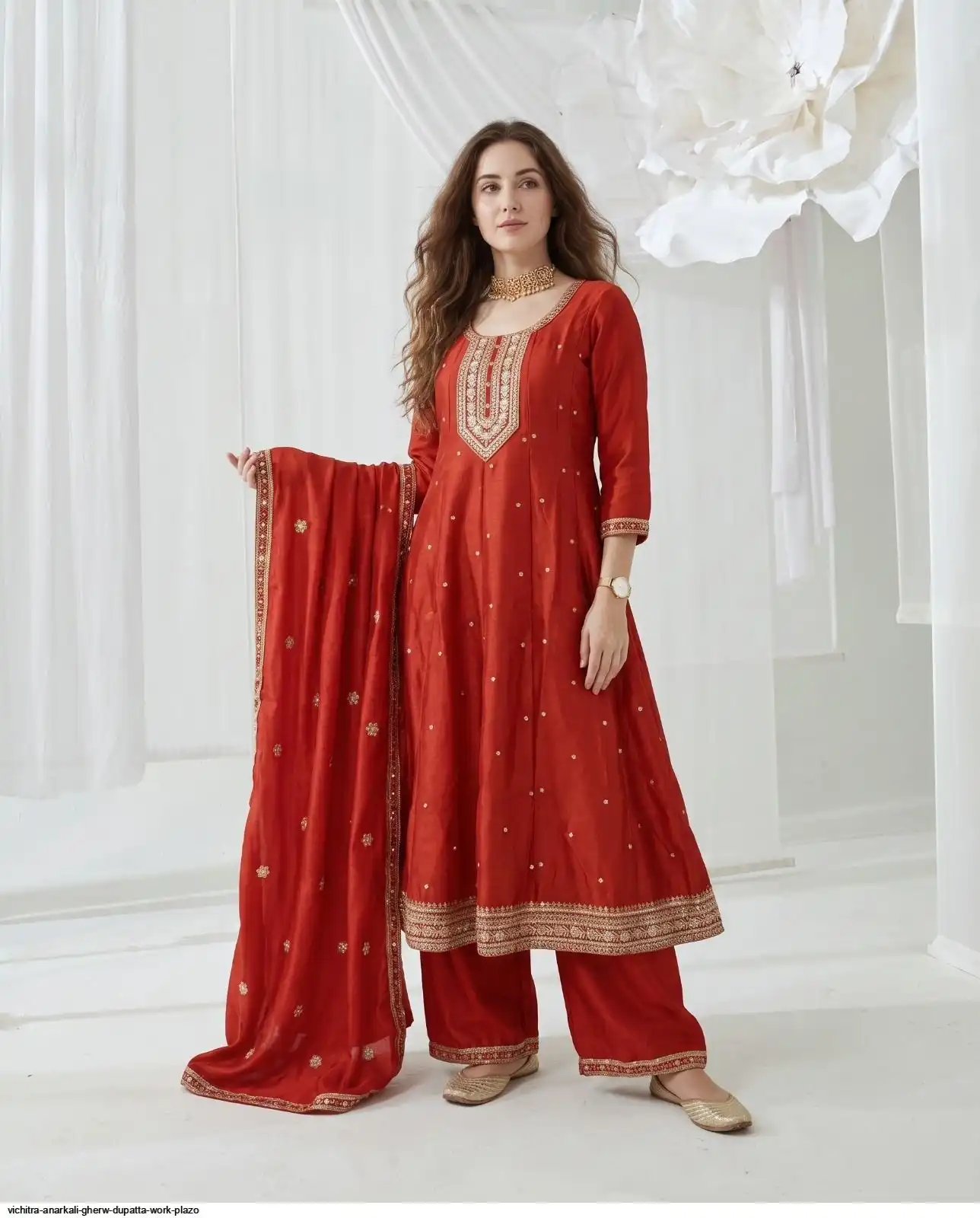 VICHITRA ANARKALI GHERW DUPATTA WORK PLAZO B
