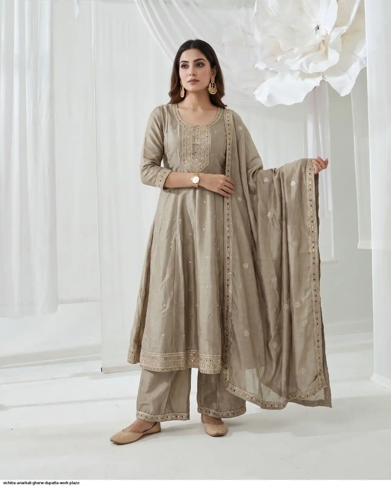 VICHITRA ANARKALI GHERW DUPATTA WORK PLAZO A