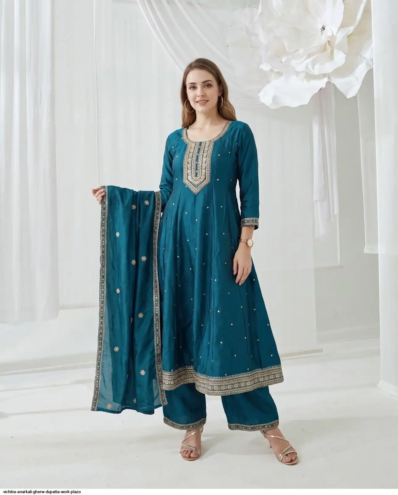 VICHITRA ANARKALI GHERW DUPATTA WORK PLAZO C