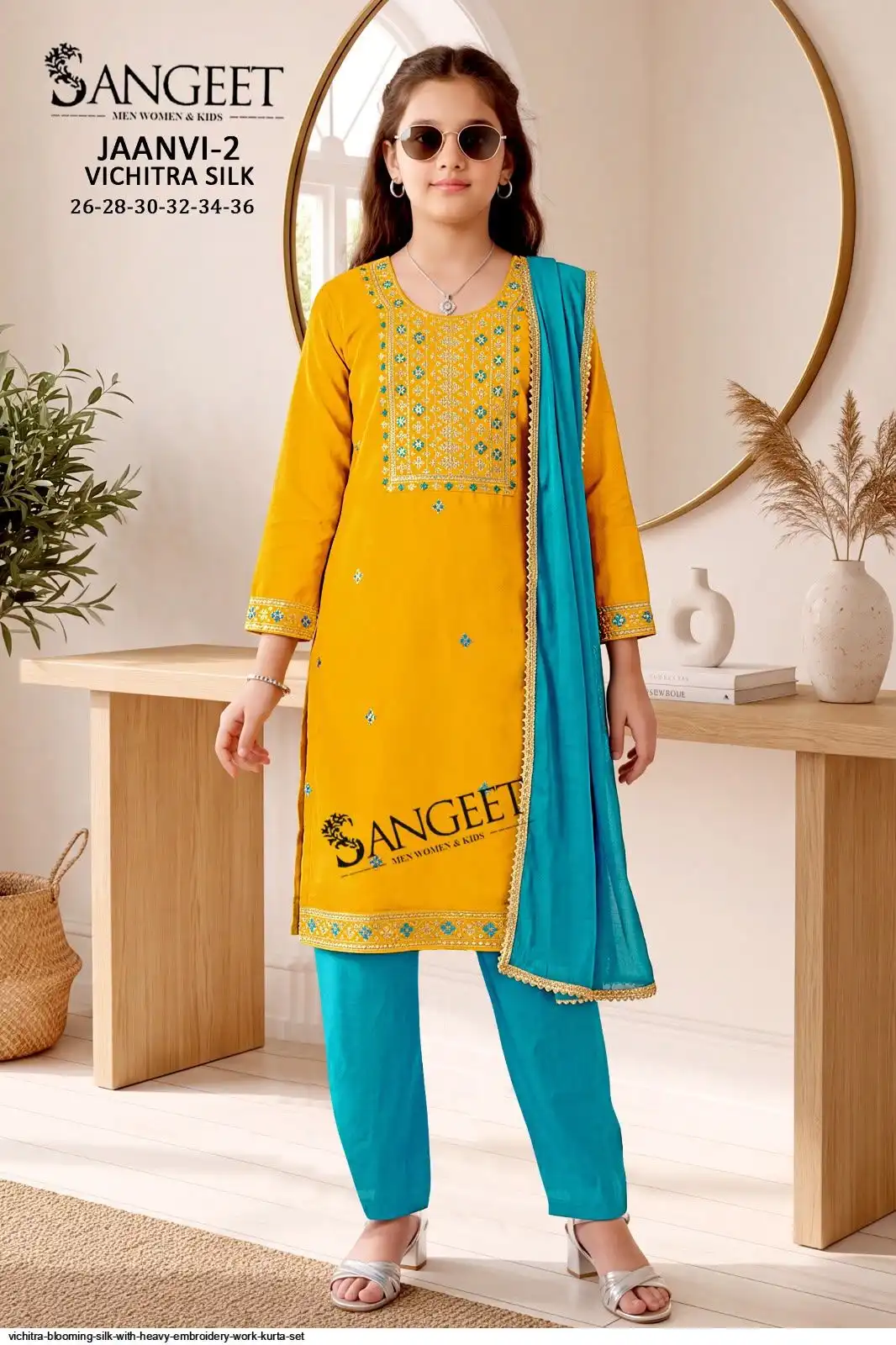 SANGEET VICHITRA BLOOMING SILK WITH HEAVY EMBROIDERY WORK KURTA SET 1002