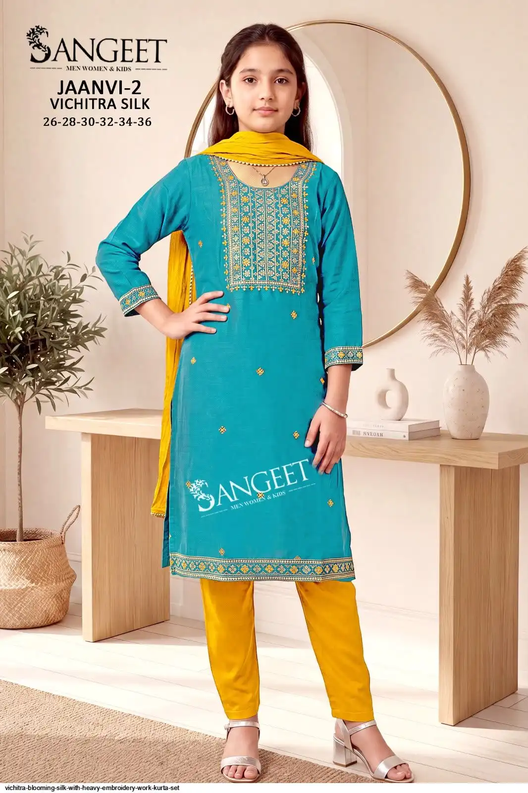 SANGEET VICHITRA BLOOMING SILK WITH HEAVY EMBROIDERY WORK KURTA SET 1001