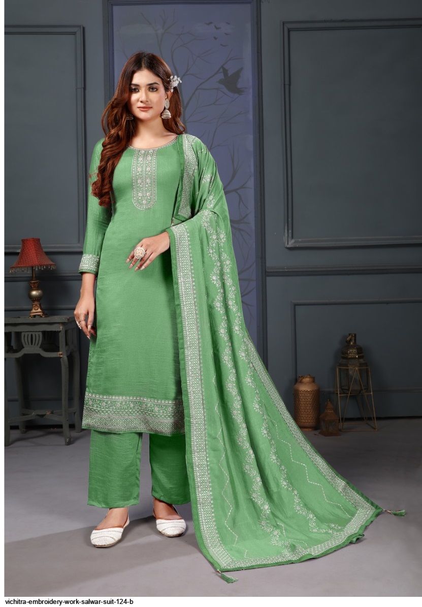 VICHITRA EMBROIDERY WORK SALWAR SUIT 124 B