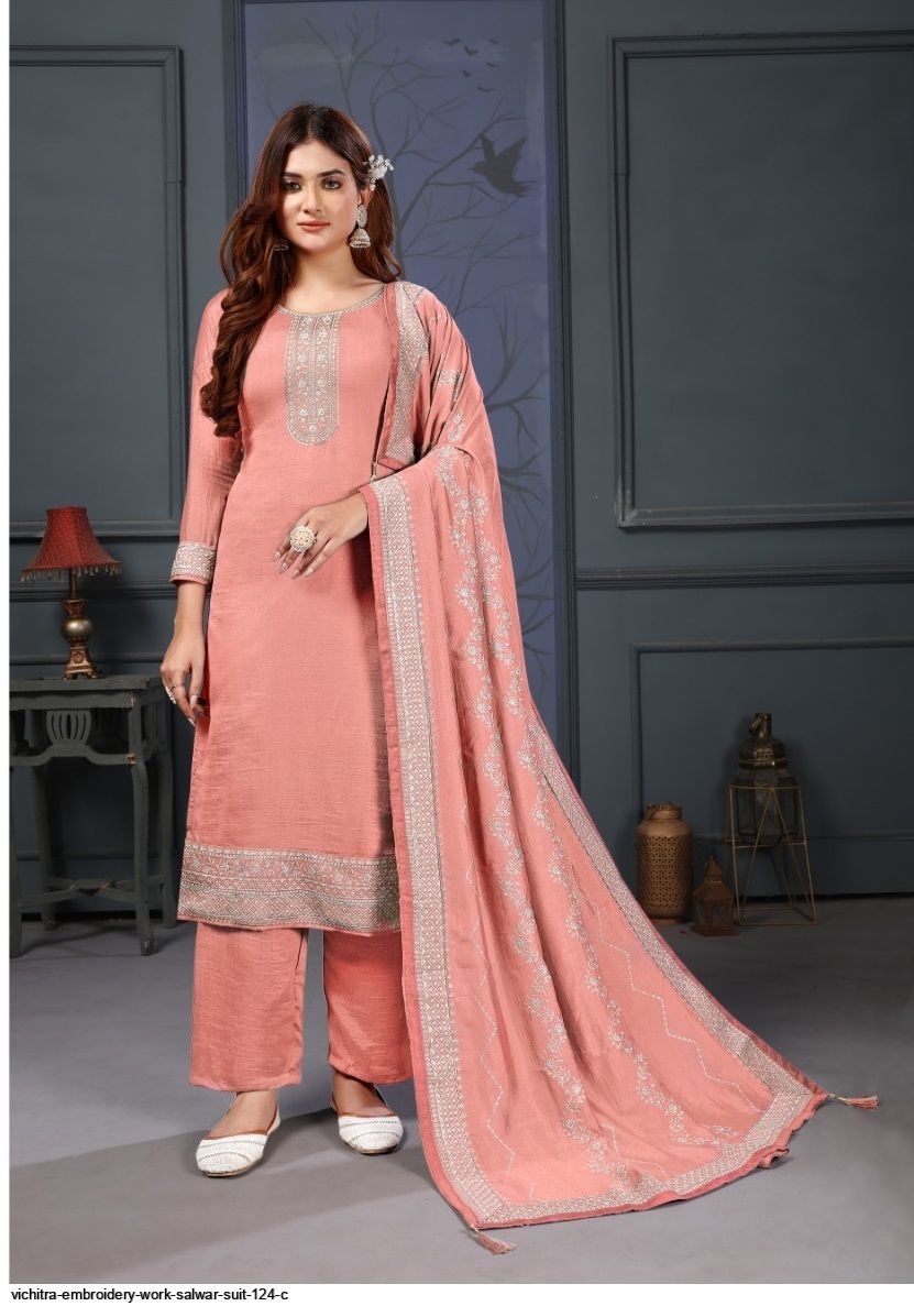 VICHITRA EMBROIDERY WORK SALWAR SUIT 124 C