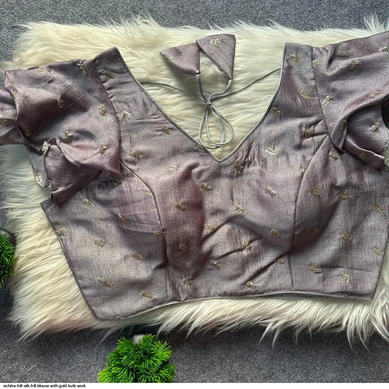 Vichitra FRILL Silk Frill Blouse with Gold Butti Work