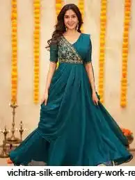 VICHITRA SILK EMBROIDERY WORK READY TO WEAR SAREE ELEGANT A