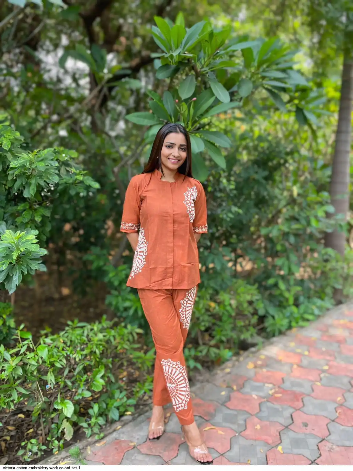 VICTORIA COTTON EMBROIDERY WORK CO ORD SET 1 C