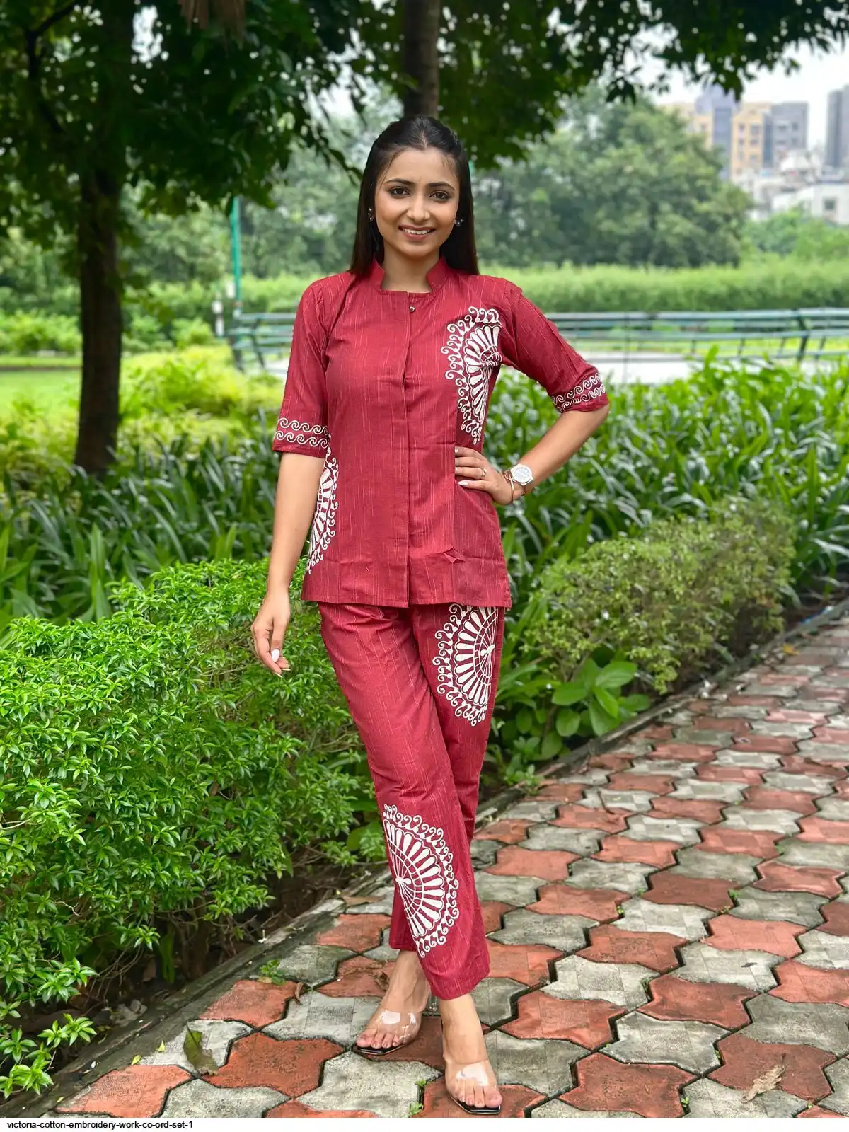 VICTORIA COTTON EMBROIDERY WORK CO ORD SET 1 D