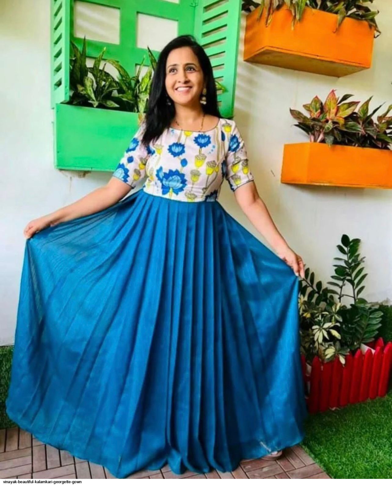 Cotton Kalamkari Long Gown Kurti Size S M L XL