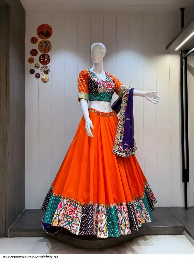 VINTAGE PURE JAAM COTTON SILK LEHENGA 2