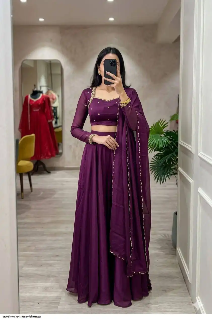 VIOLET WINE MUSE LEHENGA B