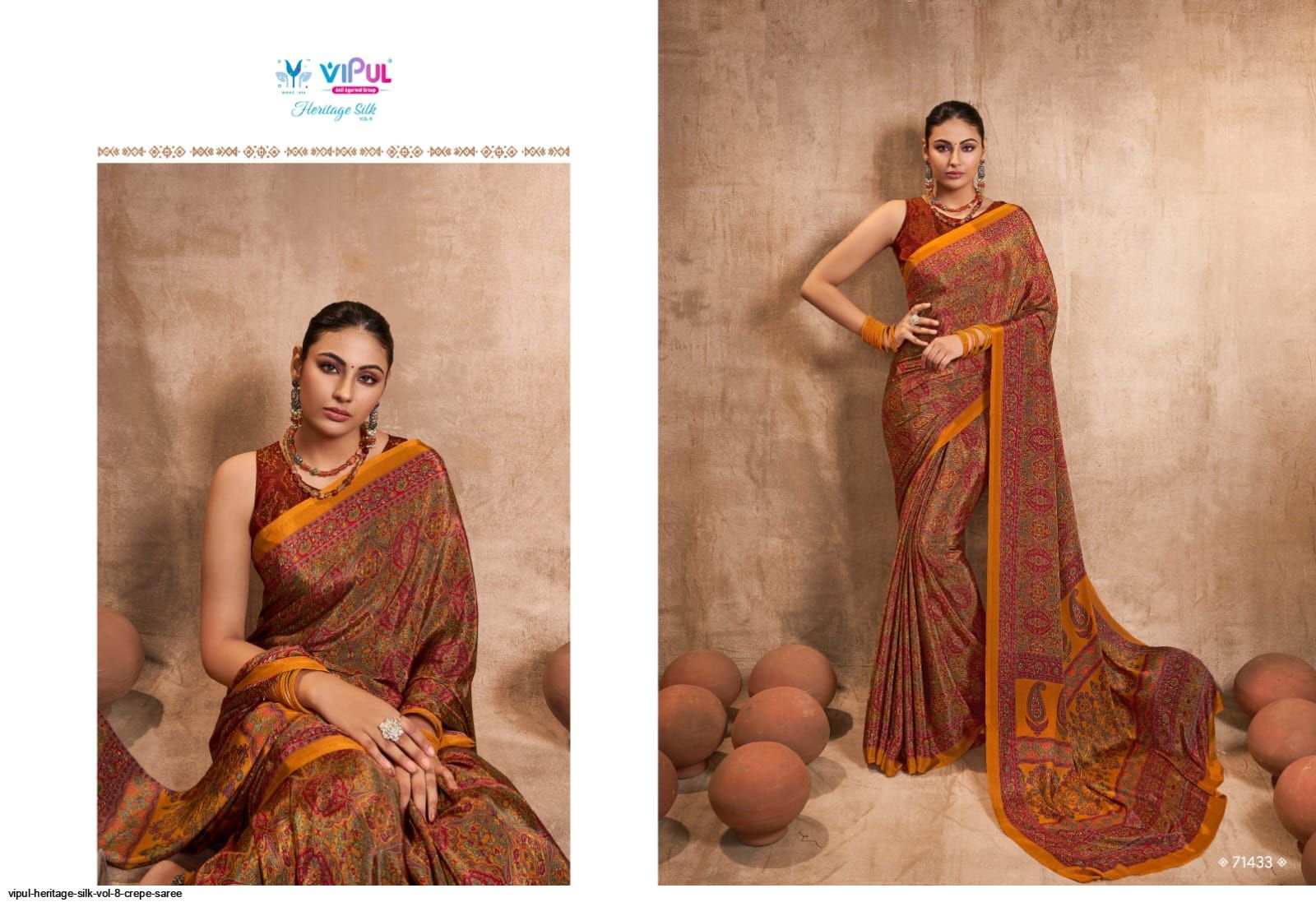 Pink And Yellow Colour Aroma Silk Plus By Vipul Silk Saree Catalog 67614 -  The Ethnic World