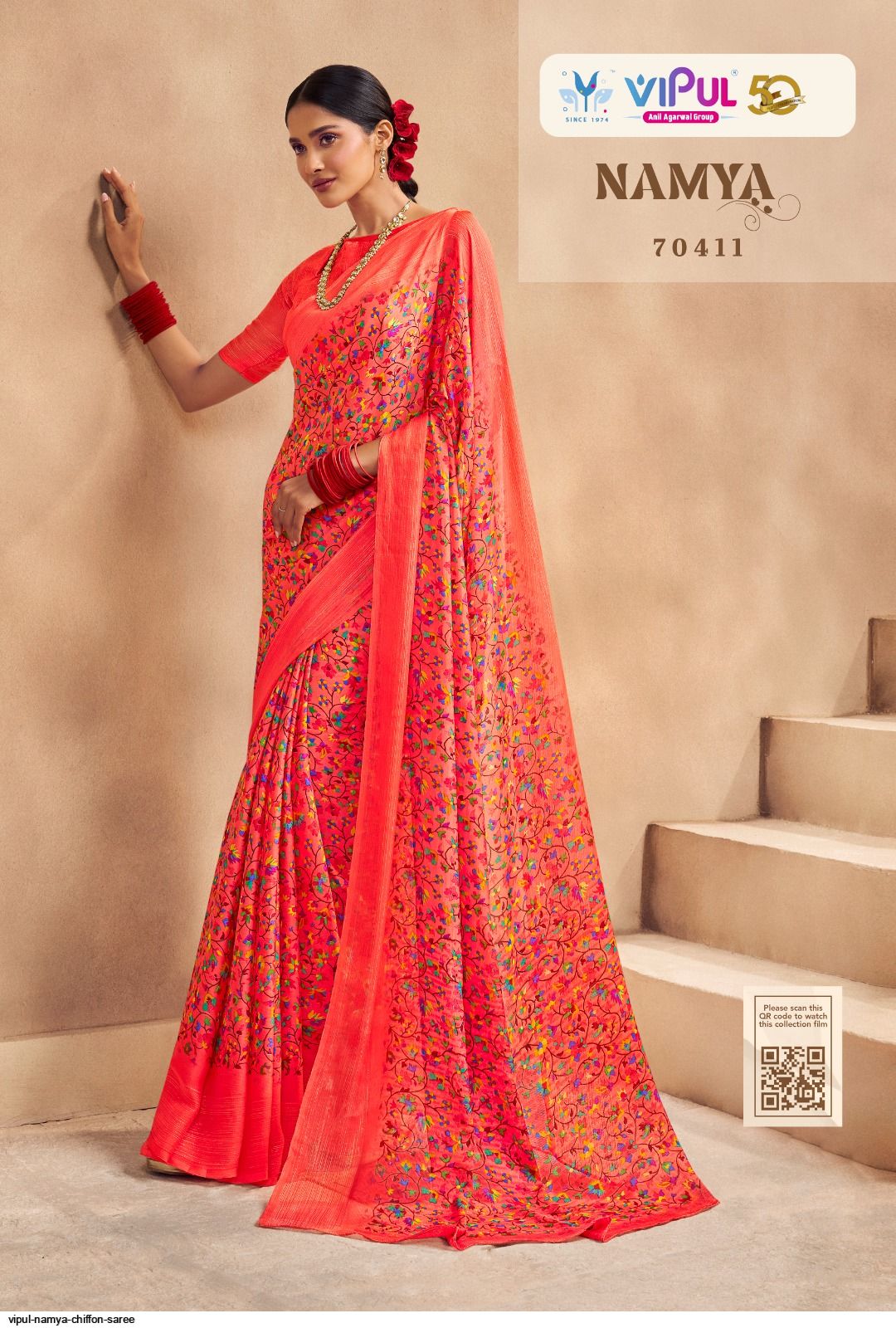 Buy Floral Printed Pure Chiffon Saree Online In India | Me99