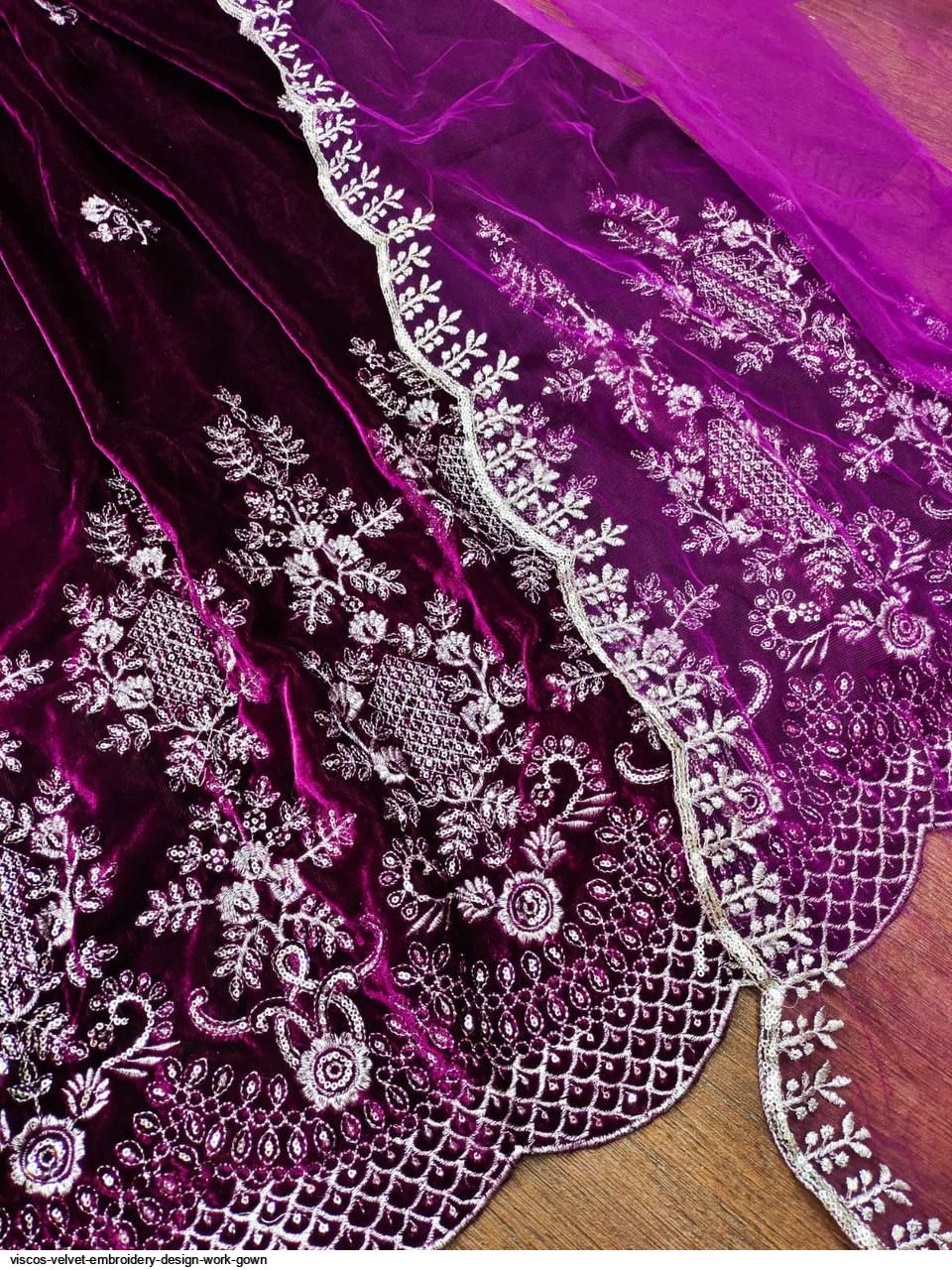 VISCOS VELVET EMBROIDERY DESIGN WORK gown