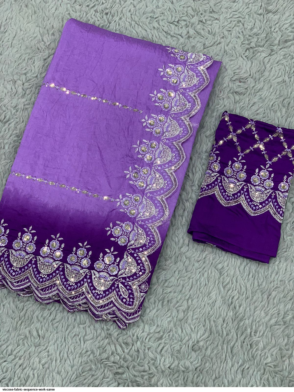 Viscose fabric Sequence Work Saree